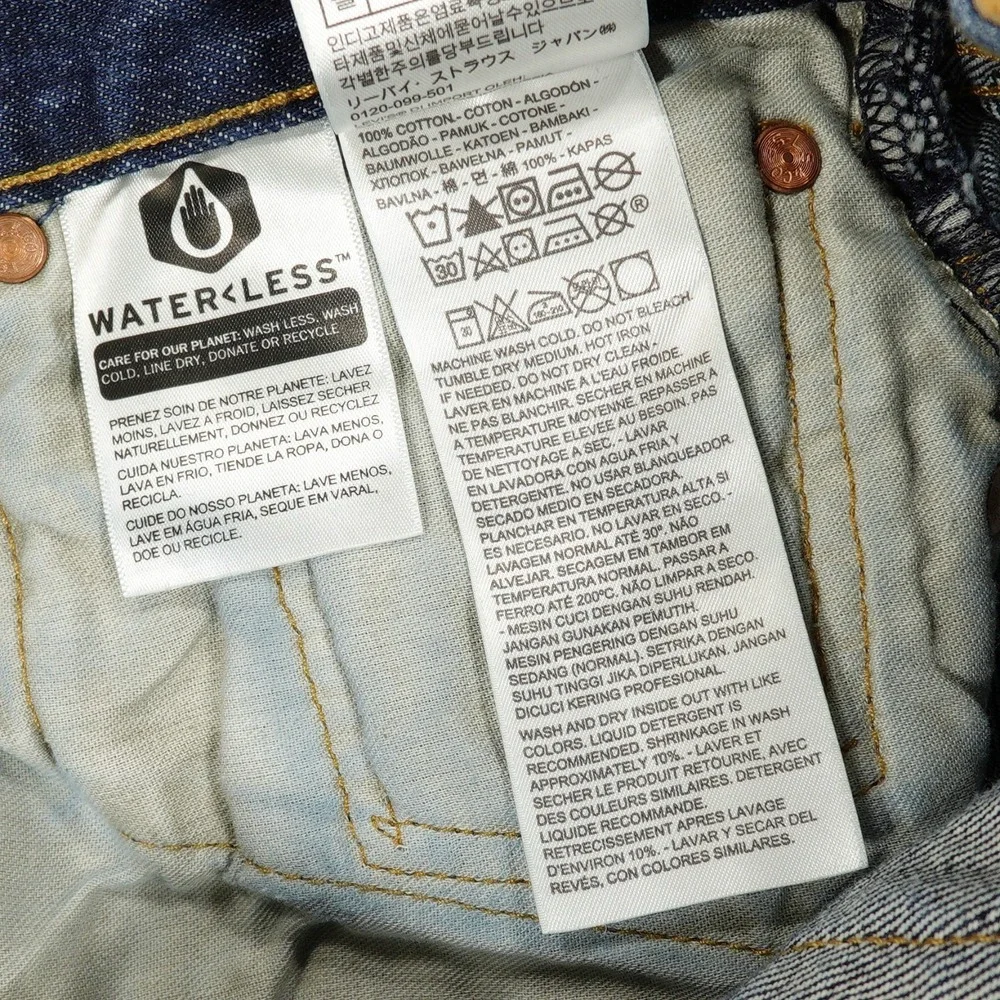 Levis 501 Mens Jeans‎ 33x30 (Tag 34x36) Blue Original Straight Button Fly